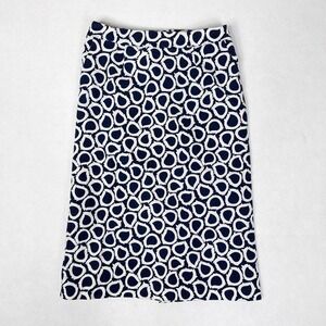 Boden Printed Pencil Skirt Womens 6 Navy‎ White Geometric Midi